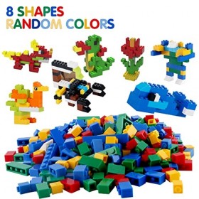 Briques de Construction 1000 pièces, Blocs de Construction avec Couleurs aléatoires, 8 Formes, Briques de Construction pour E