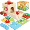 COOLJOY 5 en 1 Jeux Montessori | Jouet de Chute de Balle, Boîte à Pièces, Jouet de Récolte de Carottes, Sensoriels Trieurs | 