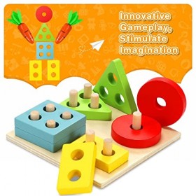 COOLJOY 5 en 1 Jeux Montessori | Jouet de Chute de Balle, Boîte à Pièces, Jouet de Récolte de Carottes, Sensoriels Trieurs | 