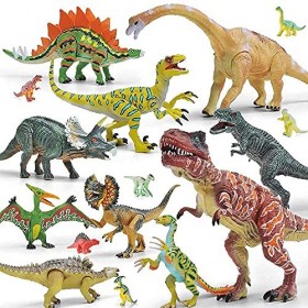 GizmoVine 20 Pcs Dinosaures Jouets, Jeu de Figurines de Dinosaures, Ensemble de Jouets Dinosaures avec mâchoires Mobiles incl