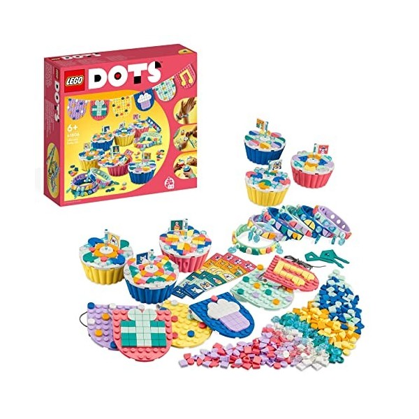 LEGO 41806 Dots Le Kit de Fête Ultime, Jeux Anniversaire, Cadeau pour Sachets de Fête, avec Cupcakes, Jouets Bracelets et Gui