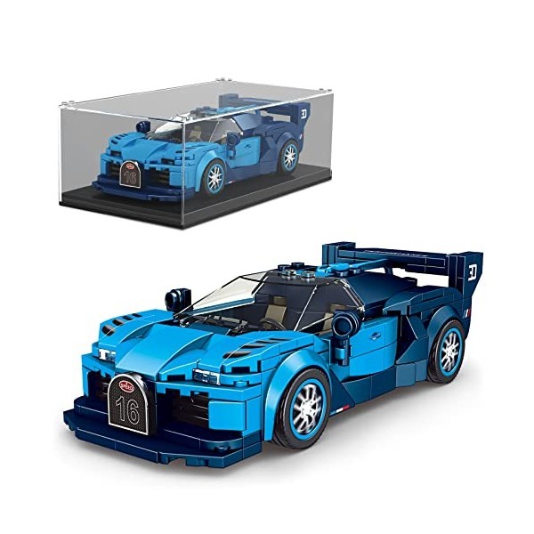 Mould King 27001 Technique Speed Champions Voiture de sport avec vitrine en acrylique Bugatti Vision GT Voiture de course Kit