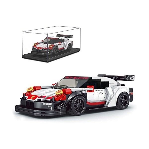 Mould King 27001 Technique Speed Champions Voiture de sport avec vitrine en acrylique Bugatti Vision GT Voiture de course Kit