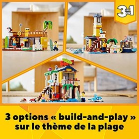 LEGO 31118 Creator 3-en-1 La Maison sur la Plage du Surfeur, Jeu de Construction, Figurines Animaux Marins, Piscine, Idée Cad