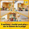 LEGO 31118 Creator 3-en-1 La Maison sur la Plage du Surfeur, Jeu de Construction, Figurines Animaux Marins, Piscine, Idée Cad