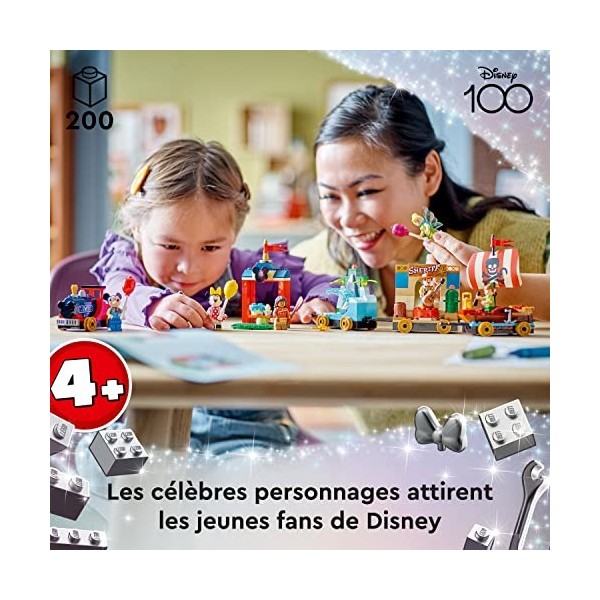 LEGO 43212 Disney Le Train en Fête Disney, Jouet Enfants 4 Ans avec Vaiana, Woody, Peter Pan et Les Wagons de la Fée Clochett