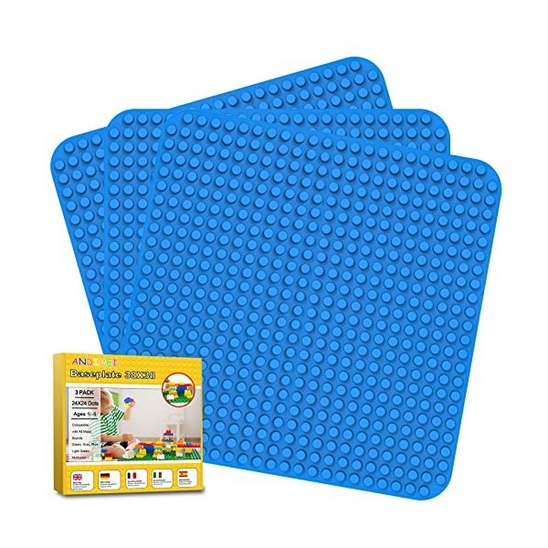 ANDIMEI Plaques Base Duplo 38X38 - Lot de 3 Grande Planche Base Duplo Baseplate Compatible avec Toutes Marques, Socle de Base