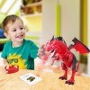 Baztoy Dinosaure Telecommandé, Dinosaure Enfant Jouet avec Marche Rugissement Pulvérisation Fonction Figurine Animaux Dragon 