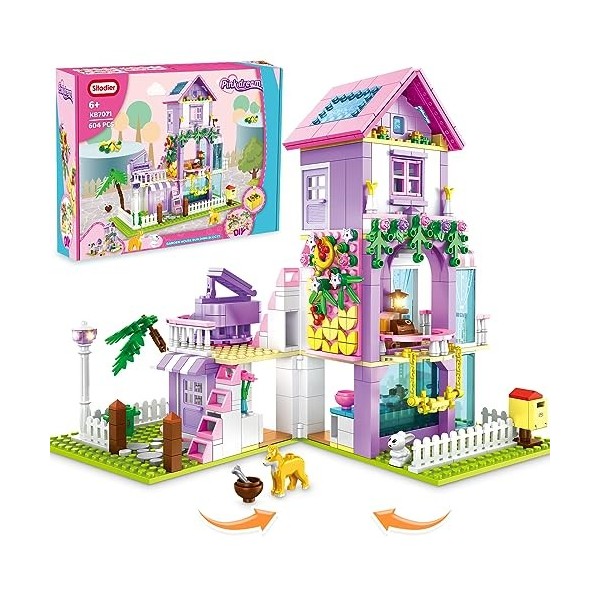 Sitodier Jouet de Construction pour Filles, 604pcs Dream Villa Jeu de Construction Extensible pour Les Enfants de 6 à 12 Ans,