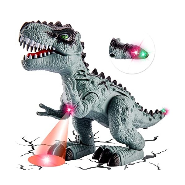 TOEY PLAY Dinosaure Jouet Enfant 3 4 5 6 Ans, Marche Dinosaures Electrique avec Lumière et Son, T-Rex Figurine Dino, Éducatif