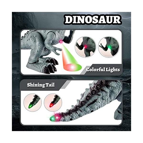 TOEY PLAY Dinosaure Jouet Enfant 3 4 5 6 Ans, Marche Dinosaures Electrique  avec Lumière et Son, T-Rex Figurine Dino, Éducatif Cadeau pour Garcons  Filles : : Jeux et Jouets