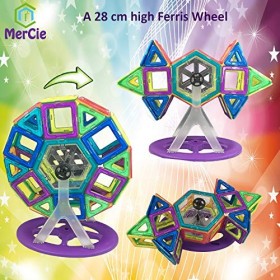 Blocs construction magnétiques| 83 pcs: briques aimantées XL, grande roue, roues de voiture, lettres et chiffres + boite de r