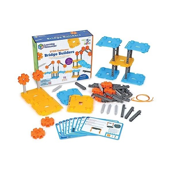 Learning Resources Constructeurs de ponts Explorers, 72 pièces, à partir de 5 Ans, Jeux de Construction, Kits, projets STEM p