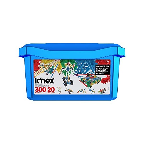 KNEX 80202 Model Building Fun Tub Set, 3D Educational Toys for Kids, 300 Piece Stem Learning Kit with Storage Tub, Engineeri