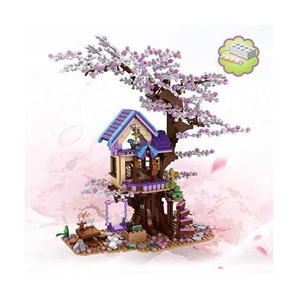 NEWRICE Jouets de Construction pour la Maison de larbre Sakura Blossom,Maison de la forêt pour Les garçons et Les Filles de 