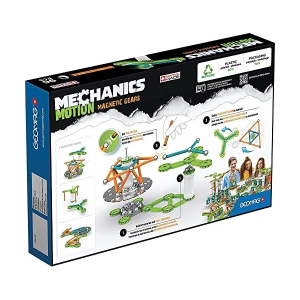 Geomag - Mechanics Motion Magnetic Gears - Educational and Creative Game for Children - Magnetic Building Blocks, Recycled Pl