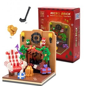 Lot de jouets de construction de Noël - 1000 pièces - Scène de maison de Noël avec cheminée - Cadeaux de Noël - Chaussettes d