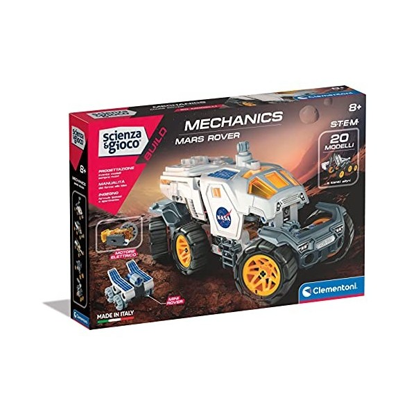 Clementoni - Science Build-NASA Rover Marziano, Set de constructions, Laboratoire mécanique, Jeu Scientifique Enfants 8 Ans, 