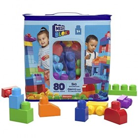 MEGA Bloks Sac bleu, jeu de blocs de construction, 80 pièces, jouet pour bébé et enfant de 1 à 5 ans, DCH63