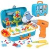 LIHAO Kit de Mosaique Enfant Puzzle 3D, 400pcs Jouet de Montessori Jeu de Construction Éducatif avec Perceuse Électronique, C