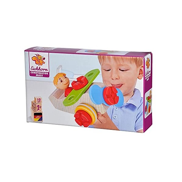 Eichhorn - Maxi Avion - Jeu de Construction Bois - 10 Pièces - Dès 2 Ans - Bois de Hêtre Labellisé FSC - 100039100