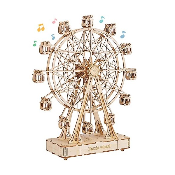 RoWood 3D Puzzle en Bois Boîte à Musique Grande Roue - Maquette en Bois Kit de Bricolage pour Adultes à Construire - Cadeau U