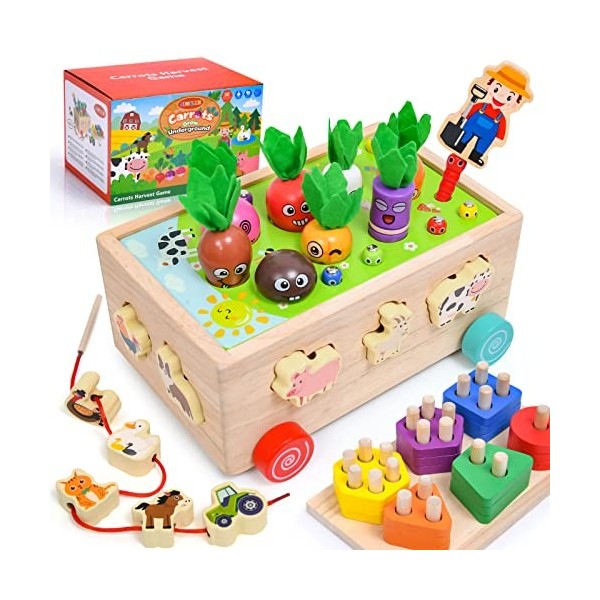 Lot de 10 jouets empilables en bois en forme d'animaux