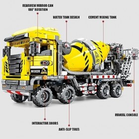 SDXFUWA Mélangeur de Ciment Technique, Ensemble de Construction de Jouets, véhicule dingénierie, Cadeaux pour Les Enfants de
