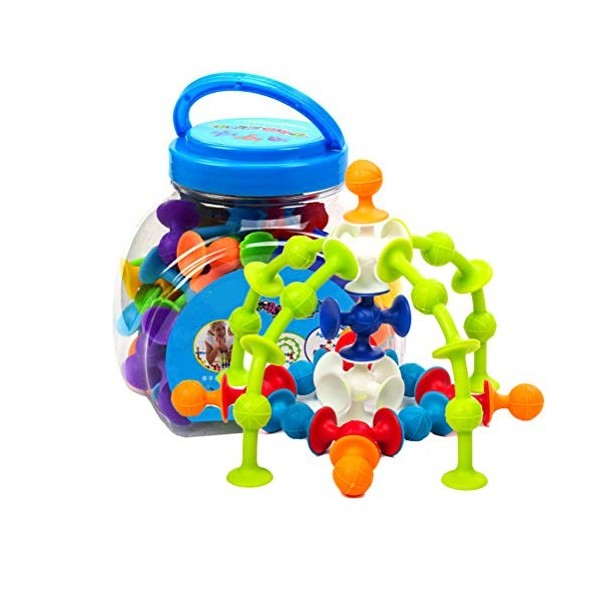 Zhangpu Jouets Ventouse, 48pcs Sucker Toys Silicone, Sucker Dart Toy, Blocs de Construction en Silicone, Jouet de fléchette A