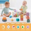 Jouet Montessori pour Bébés, Enfant 19 pcs Jeux de Corde à Tirer Montessori Cubes de Motricité Empilables, Trieur de Forme 