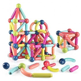 Cuplu Nouveau 64 pièces Construction Magnetiques Enfants - Jouet Éducatif pour Enfants - Jeux de Construction Magnetique Colo
