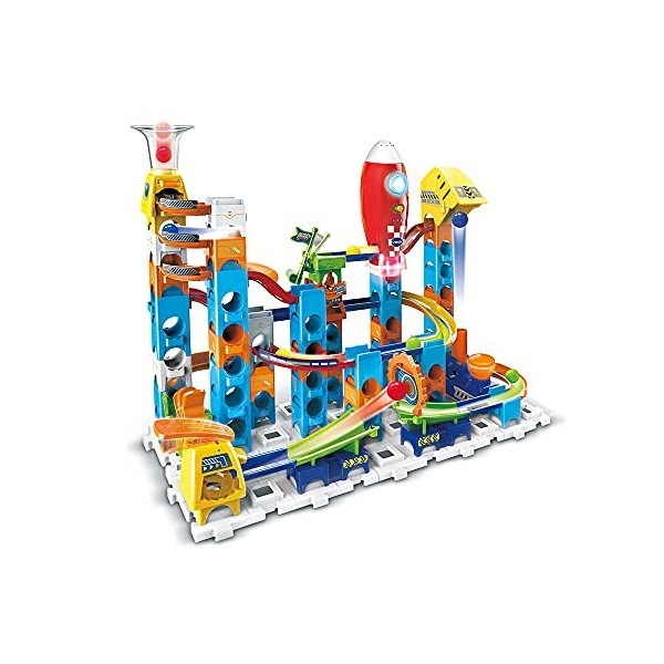 VTech - Marble Rush, Circuit à Billes Électronique Rocket Set Electronic M100E, Jeu de Construction, 79 Pièces, 10 Billes, Ca