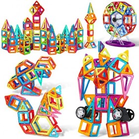 COOLJOY Jeux de Construction magnétiques, 117 Pièces Couleur Blocs Construction Magnétiques Livré avec des Lettres | des Chif