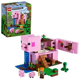 LEGO 21170 Minecraft La Maison Cochon: Jouet de Construction avec Figurines Alex, Animaux et Creeper, Idéal pour Les Jeunes A