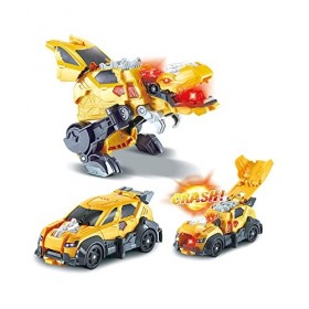 VTech - Switch & Go Dinos Crash, Dinosaure Sonore Zyrex, le T-Rex, Jouet 2 en 1 Transformable en Voiture de Rallye, Bataille 