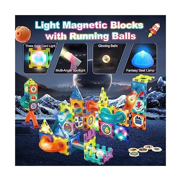 4-Pejiijar Jeu Construction Magnetique Enfant 75 Pièces Blocs Construction Magnétiques, Jouet Educatif 3D Créatif, Magnetic B