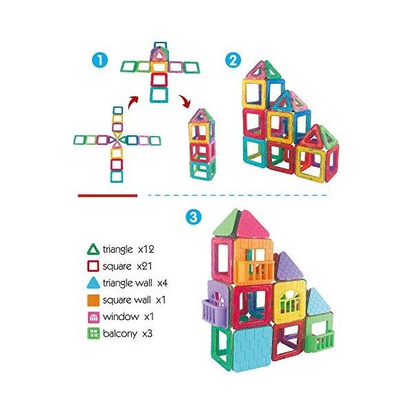 Veluoess 85 Pièces Blocs de Construction Magnétiques, Jeu de Construction Magnétique Blocs de Constructions Aimantés Jouet Éd