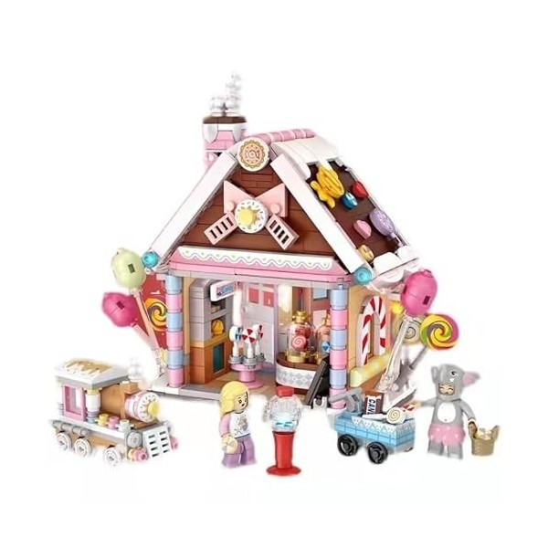LOZ Building Blocks Educational Toy Architecture Candy House with Train Head and Trolley Creative Building Blocks Set Constru