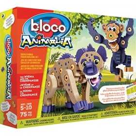 Bloco Animalia : Lhyène et le chimpanzé | Jeu de construction | Figurine | 75 pièces| À partir de 5 ans