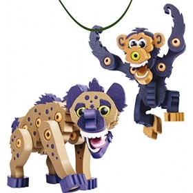 Bloco Animalia : Lhyène et le chimpanzé | Jeu de construction | Figurine | 75 pièces| À partir de 5 ans