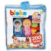 BLOKO – Sac de 200 BLOKO et 2 Figurines Famille – Dès 12 Mois – Fabriqué en Europe – Jouet de Construction 1er âge – 503508