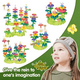 100pcs Jouets de Construction de Jardin de Fleurs,Jouet Fille 3 4 5 Ans,Bricolage Ensembles de Bouquets pour Filles Cadeaux p