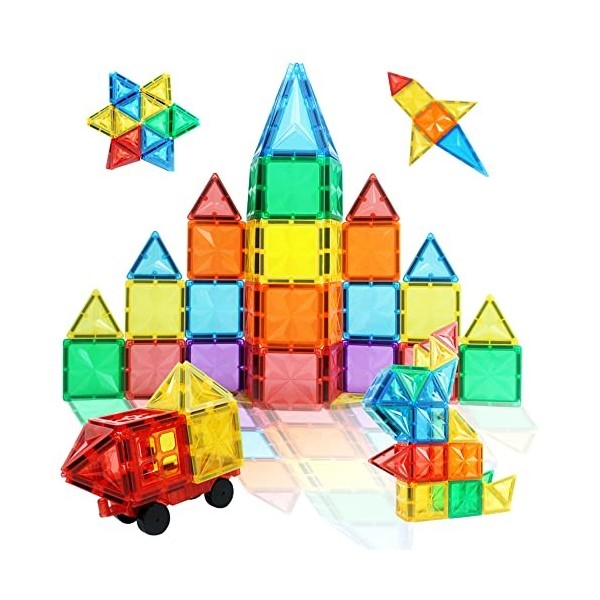 Condis Jeux de Aimantés Construction Magnetiques Enfants 60 PCS, Jouet pour Fille Garcon Enfants 3 4 5 6 7 Ans Petits Cadeaux