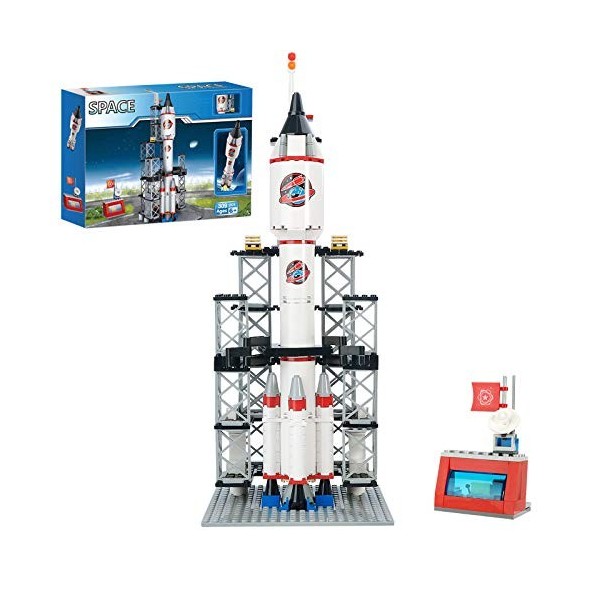 BRICK STORY City Navette Spatiale, Jeux de Construction, Vaisseau Spatial, Fusée Jouet avec Astronaute, Cadeau Fille et Garço