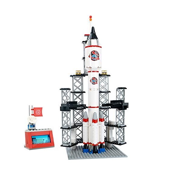 BRICK STORY City Navette Spatiale, Jeux de Construction, Vaisseau Spatial, Fusée Jouet avec Astronaute, Cadeau Fille et Garço