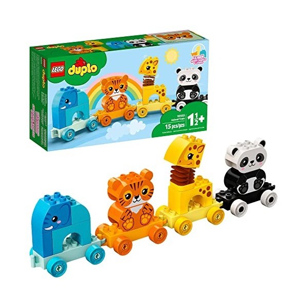 LEGO DUPLO My First Animal Train 10955 Pull-Along Toddlers’ Animal Toy with an Elephant, Tiger, Giraffe and Panda, New 2021 