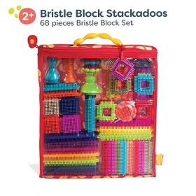B. Toys - Blocs de Poils Stackadoos - 68 Blocs de Jouets dans Une Pochette de Rangement - sans BPA STEM Toys Blocs de Constru