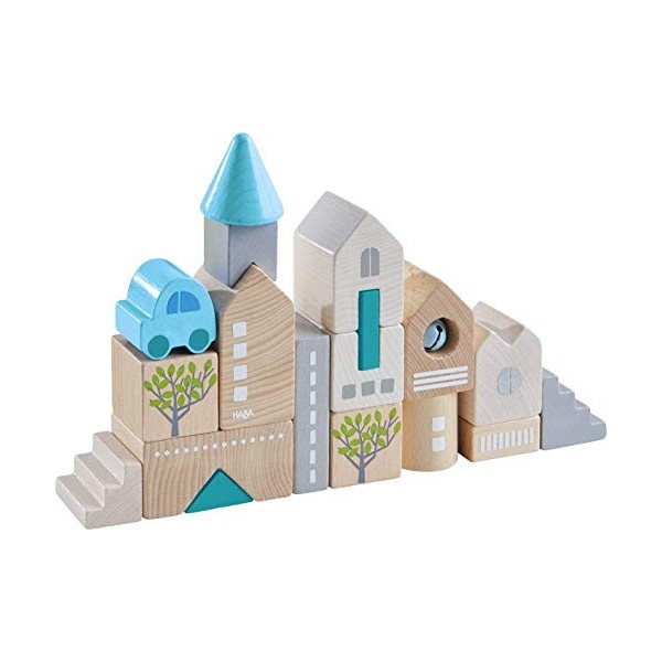 HABA 305531 Bad Rodach Wooden Building Blocks, 18 pcs. for Ages 18 Months and Up Made in Germany 