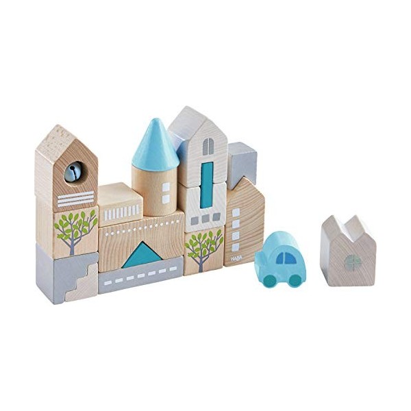 HABA 305531 Bad Rodach Wooden Building Blocks, 18 pcs. for Ages 18 Months and Up Made in Germany 