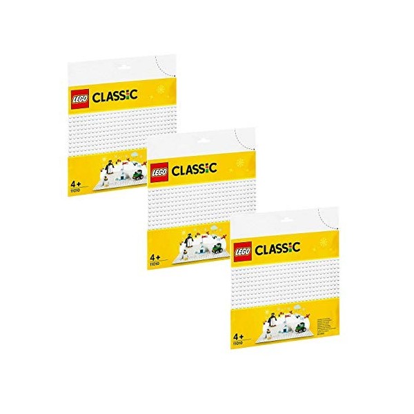 LEGO Set: 3 x 11010 Plaque de Base Blanche